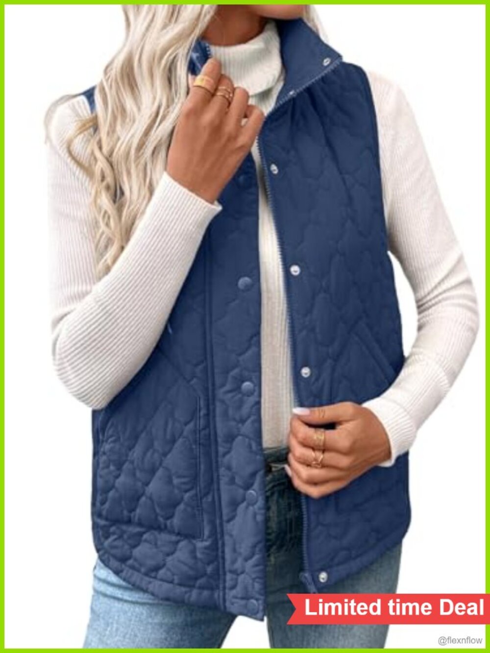 Womens Puffer Vest Lightweight Quilted Sleeveless Zip Up Winter Outerwear